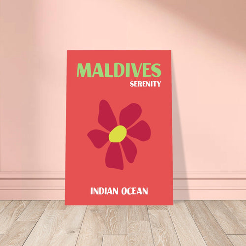 Artfulprints Poster met Lijst Indian Ocean - Maldives   - 50x70 cm - Rood