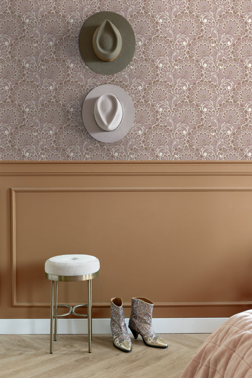 ESTAhome behang vintage bloemen taupe - 50 x 900 cm - 131087 - vtwonen shop