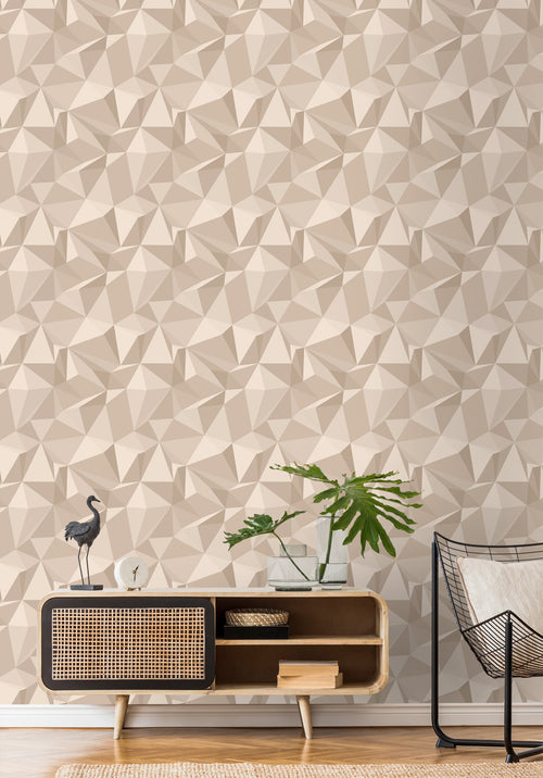 Sanders & Sanders behang grafisch 3D motief beige - 50 x 900 cm - 935272