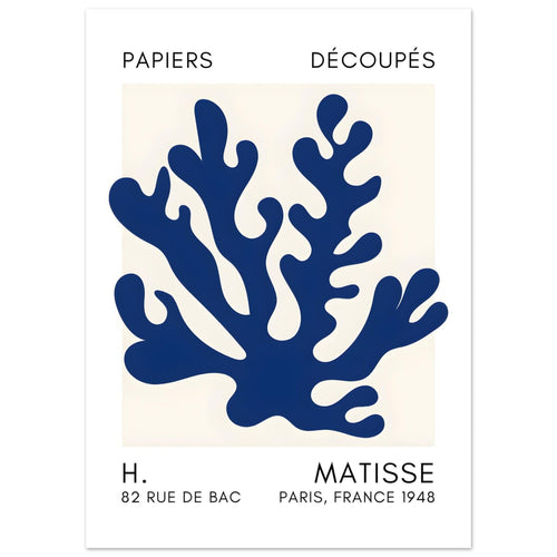 Artfulprints  Matisse – Saltflower shapes navy blue II   poster 50x70 cm - vtwonen shop