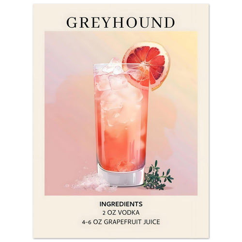 Artfulprints  Greyhound cocktail - Ingrediënten   poster 30x40 cm - vtwonen shop