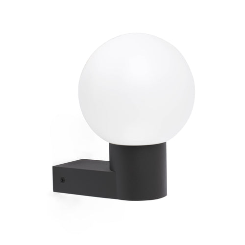 Faro Structure - 1 Light Outdoor Globe Wandlamp Donkergrijs IP44, E27 (KAP NIET INBEGREPEN)