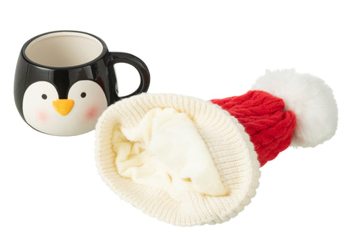 J-Line mok + muts Pinguin - keramiek - mix - giftbox