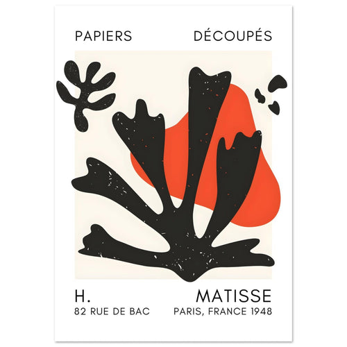 Artfulprints  Matisse – Abstract bloom black   poster A4 21x29.7 cm - vtwonen shop