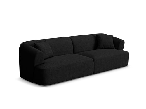 Cosmopolitan Design Modulaire bank Campi 4-zits, structurele stof zwart - 90x255x70cm
