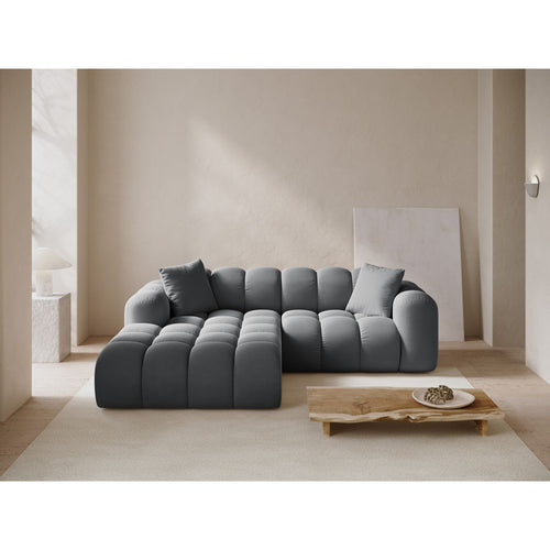 Cosmopolitan Design - Linker hoekbank Treno 3-zits, flueel grijs - 184x240x70cm