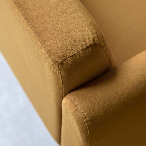 Tikamoon Fauteuil van massief eiken en mosterdgele stof - Mosterd