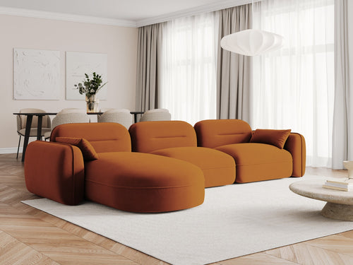 Cosmopolitan Design Modulaire hoekbank links Sydney 4-zits, flueel, terracotta - 165x320x70cm