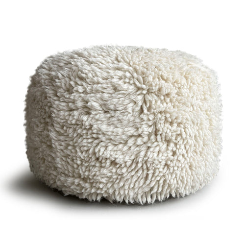 Malagoon poef Eboya - gebroken wit - Ø 50cm H 35cm 100% wol