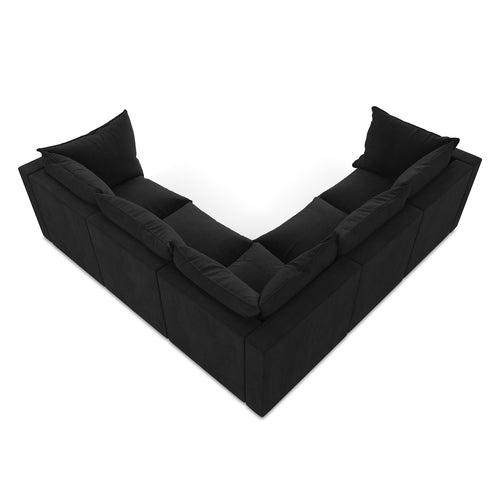 LaMiaSofa Modulaire hoekbank Ravenna - textuurstof - zwart - 255x255x77
