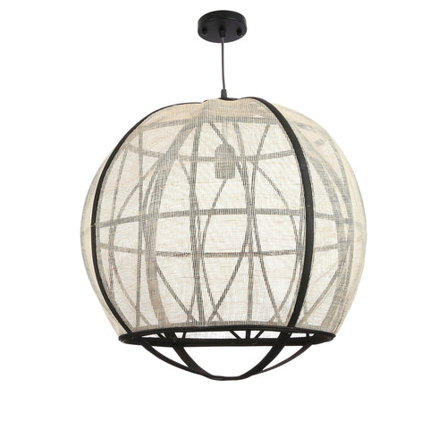 Mica Decorations Pella Hanglamp - H50 x Ø51 cm - Linnen - Off-white - vtwonen shop