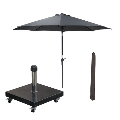 Garden Impressions stokparasol Lotus donker grijs 250x250 cm met Eureka voet en hoes