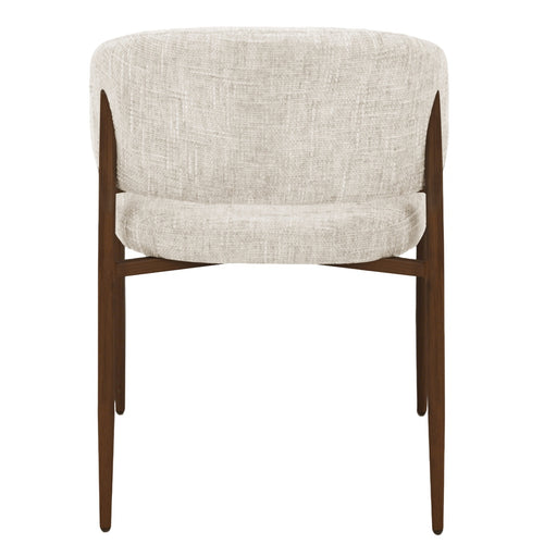 DÉJA Living Eetkamerstoel Elvia - Beige/Walnoot Stof - Set van 2