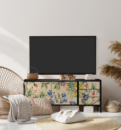 Meubel TV 2 deuren 3 lades JAN gelakt MDF met bloemenprint - vtwonen shop