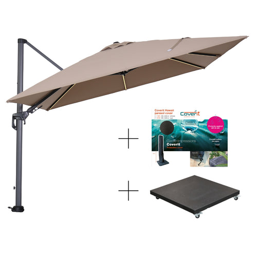 Garden Impressions Hawaii Lumen parasolset 300x300 LED verlichting taupe
