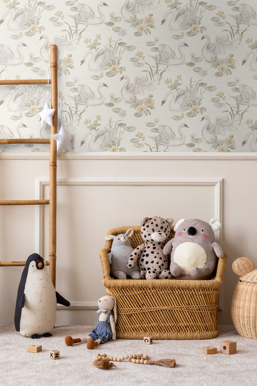 Borastapeter behang zwanen beige - 53 cm x 10.05 m - 660610 - vtwonen shop