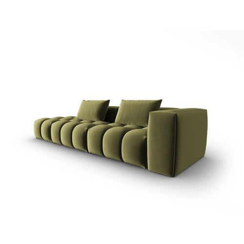 Cosmopolitan Design - Linker modulaire bank Verona 4-zits, flueel lichtgroen - 85x265x70cm