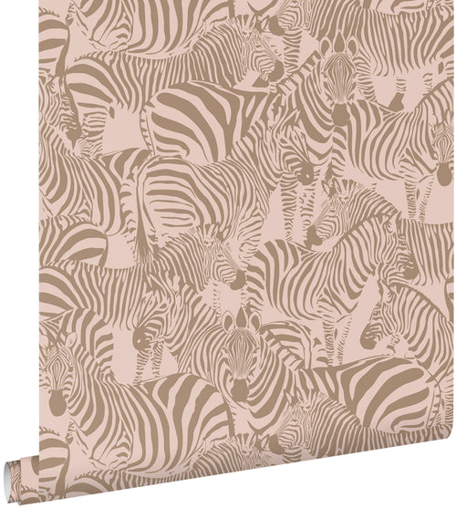 ESTAhome behang zebra's bruin en roze - 50 x 900 cm - 132215