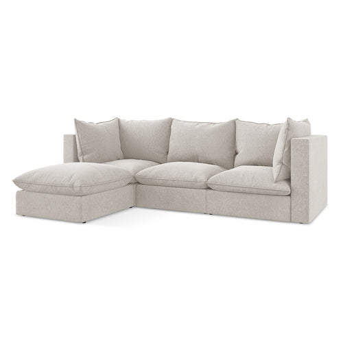 LaMiaSofa hoekbank links Ravenna - velours - lichtbeige - 255x165x77
