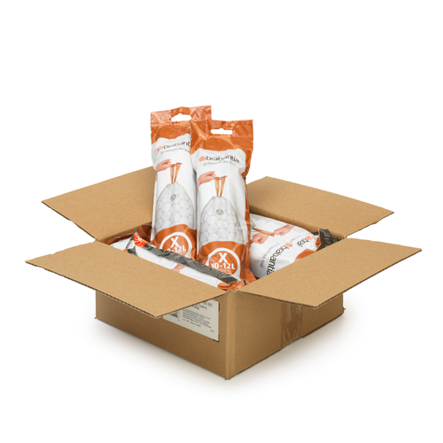 Brabantia PerfectFit Afvalzak, code X, 10-12 liter, 200 stuks, set van 10 rollen - White