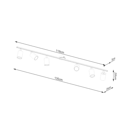 Sollux Lighting Plafondlamp LEMMI 6L zwart - 135x24x20cm