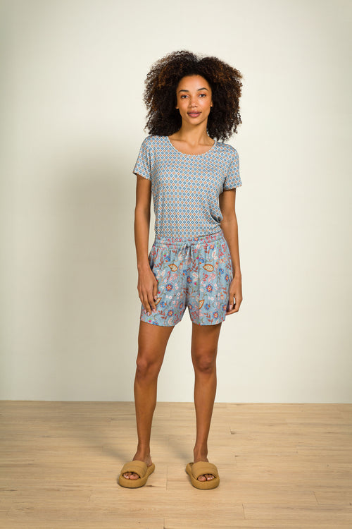 Pip Studio - Tilly Pajama Shirt Short Sleeve Women - Mojo - Blue - XL