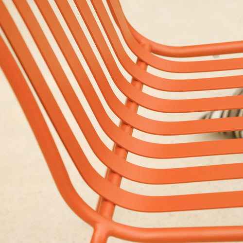 Tikamoon Tuinset van massief teakhout en oranje metaal 4 stoelen - Oranje