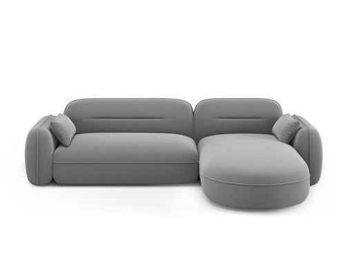 Cosmopolitan Design Modulaire hoekbank rechts Sydney 4-zits, flueel, lichtgrijs - 165x275x70cm
