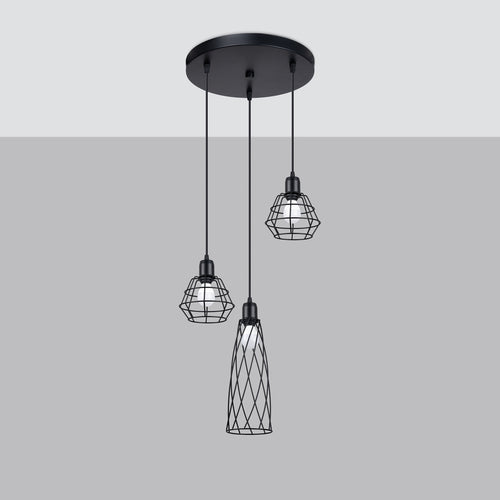 Sollux Lighting Hanglamp SUBA 3P zwart - 38x38x120cm