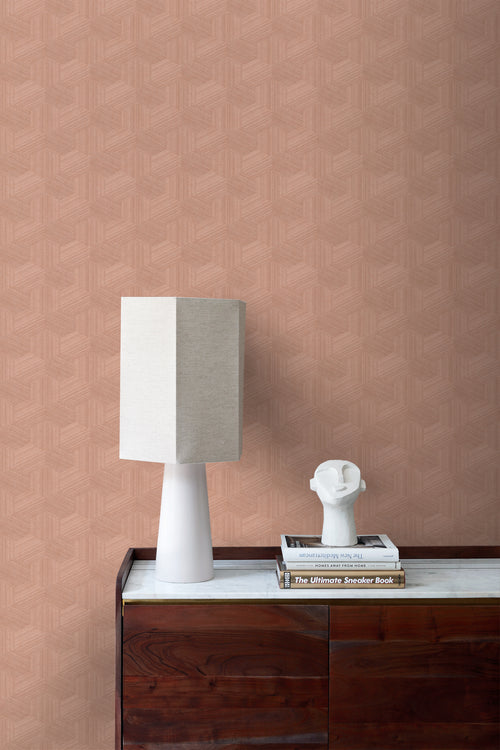 Origin Wallcoverings behang grafisch 3D motief terracotta roze - 50 x 900 cm - 347995 - vtwonen shop