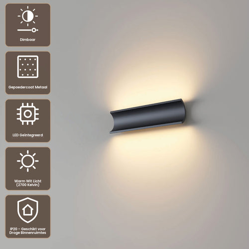 Artdelight Wandlamp Malibu 2L - Zwart