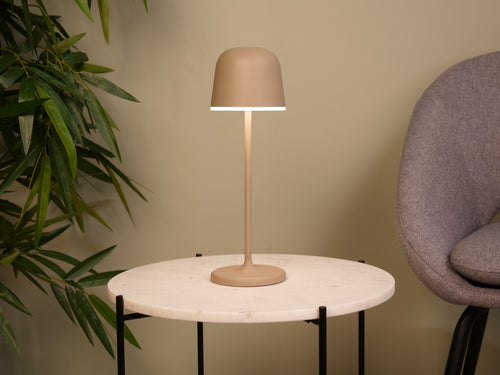 EGLO tafellamp Mannera - aanraakdimmer - draadloos - 34cm - zandkleur