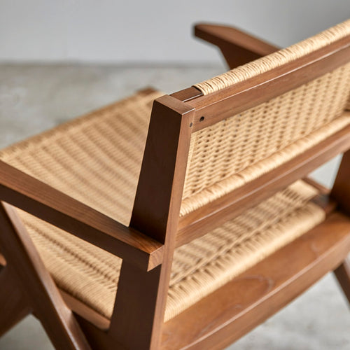 Tikamoon Fauteuil van massief teakhout met vlechtwerk - Naturel