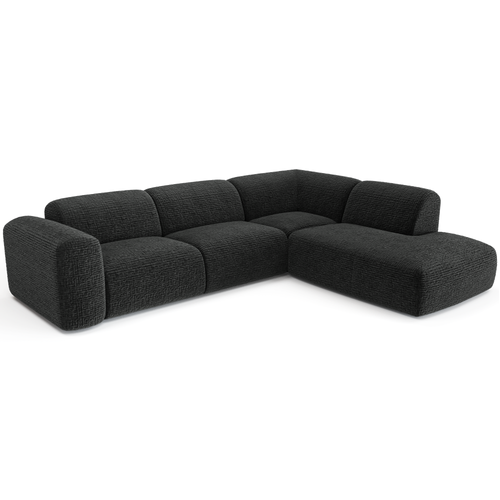 Sia Home - Rechte hoekbanken MYRA - Fluweel met patroon - Zwart - 269cm