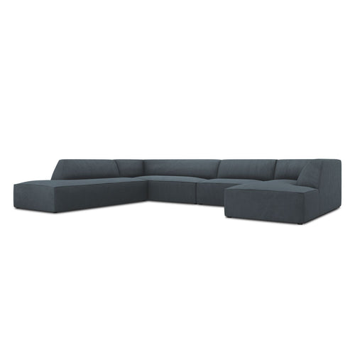 Cosmopolitan Design - Panoramische hoekbank links Siena 7-zits, ribfluwelen blauw - 273x366x69cm