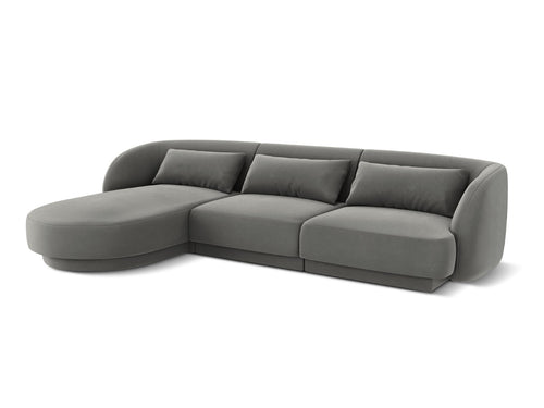 Cosmopolitan Design linker hoekbank Tulum 4-zits, flueel, lichtgrijs - 156x255x70cm