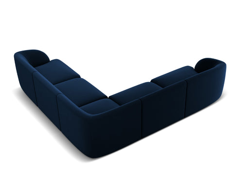 Micadoni Symmetrische hoekbank Miley 5-zits, flueel, koningsblauw - 255x255x70cm