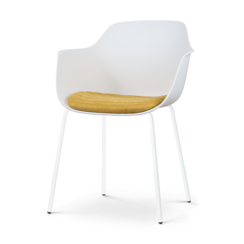 Nolon Nora-Liz Eetkamerstoel Wit - Okergeel Kussen - Witte Poten - vtwonen shop