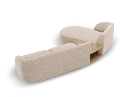 Micadoni linker modulaire bank Miley 3-zits, structurele stof beige - 178x303x70cm