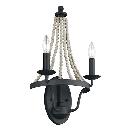Elstead Feiss Nori Candle Wandlamp Donker Verweerd Zink met Driftwood Grey