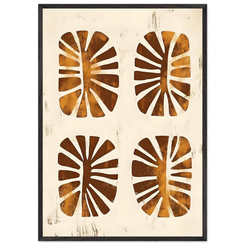 Artfulprints Poster met Lijst Boho – Leaf cutouts   - 70x100 cm - Bruin