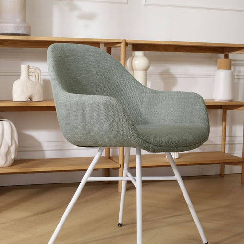 Nolon Noa-Mae Eetkamerstoel Saliegroen - Armleuning - Witte Poten - vtwonen shop