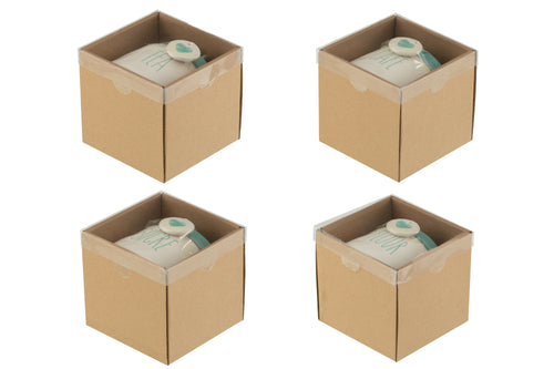 J-Line voorraadpot Flour/Sugar/Coffee/Tea - keramiek - wit/blauw - 4 st.