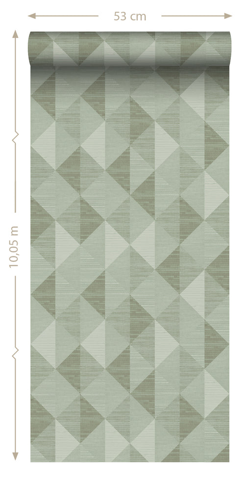 Origin Wallcoverings behang grasweefsel in grafisch 3D motief licht vergrijsd groen - 50 x 900 cm - 347883 - vtwonen shop