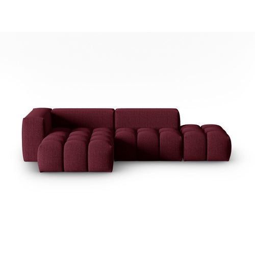 Cosmopolitan Design - Modulaire hoekbank links Verona 4-zits, structurele stof bordeaux - 145x265x70cm