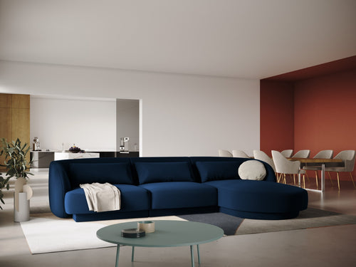 Cosmopolitan Design rechter hoekbank Tulum 4-zits, flueel, koningsblauw - 156x255x70cm