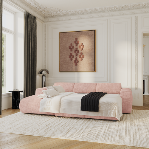 Sia Home - Hoekbanken YUMA - Fluweel met structuur - Vintage roze - 283cm