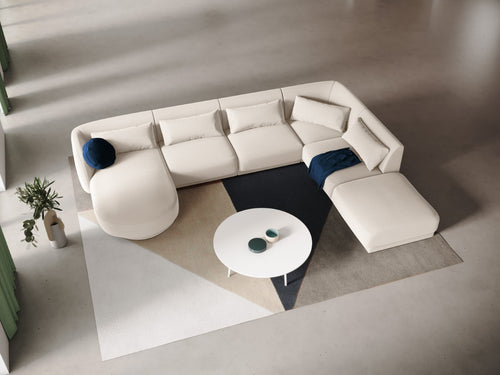Cosmopolitan Design Panoramische hoekbank rechts Tulum 6-zits, flueel, lichtbeige - 255x330x70cm
