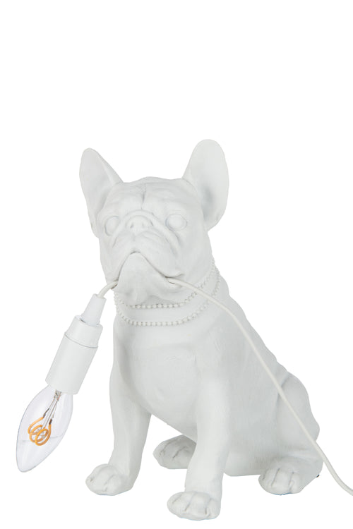 J-Line tafellamp Bulldog - polyresin - wit