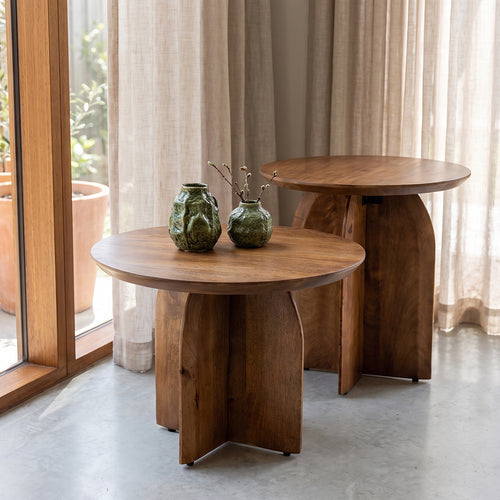 Raw Materials Bullnose bijzettafel mangohout - Ø50 cm